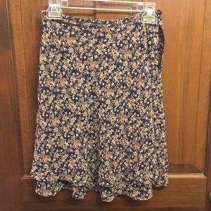 Navy and tan flowered skirt